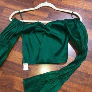 Puff Sleeve Bardot crop top